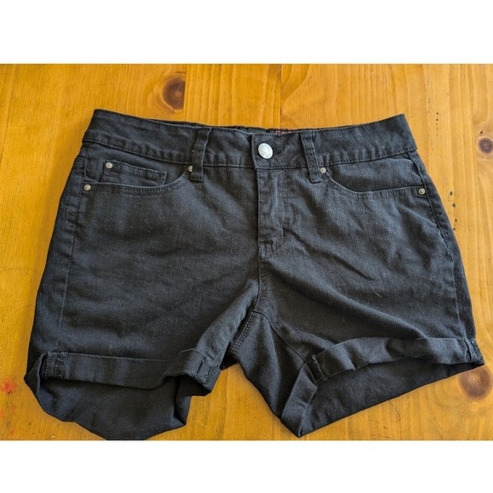 Faded Glory Denim Shorts Cuffed Hem Casual Everyday Black Size 4